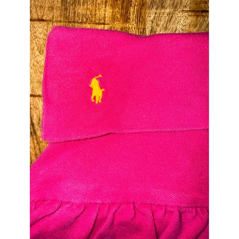 Ralph Lauren Toddler Girls Pink Ruffle Skort Size 2T Cotton Pique Yellow Pony